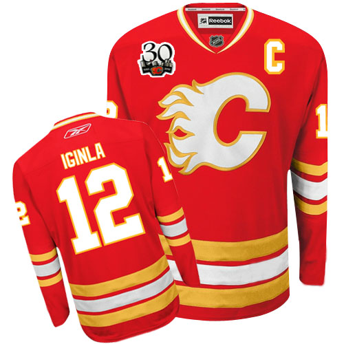 Northwest Calgary Flames 12 Jarome Iginla 30th Anniversary Reebok NHL Hockey Jersey-C Patch
